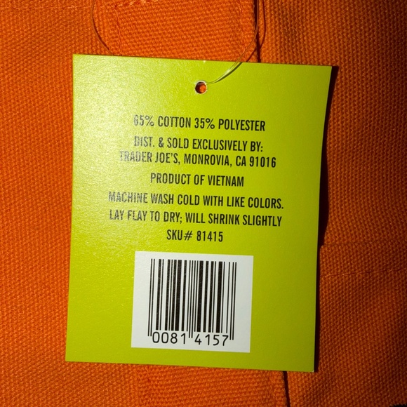 Trader Joe’s Mini Canvas Tote Bag Orange - Picture 4 of 4